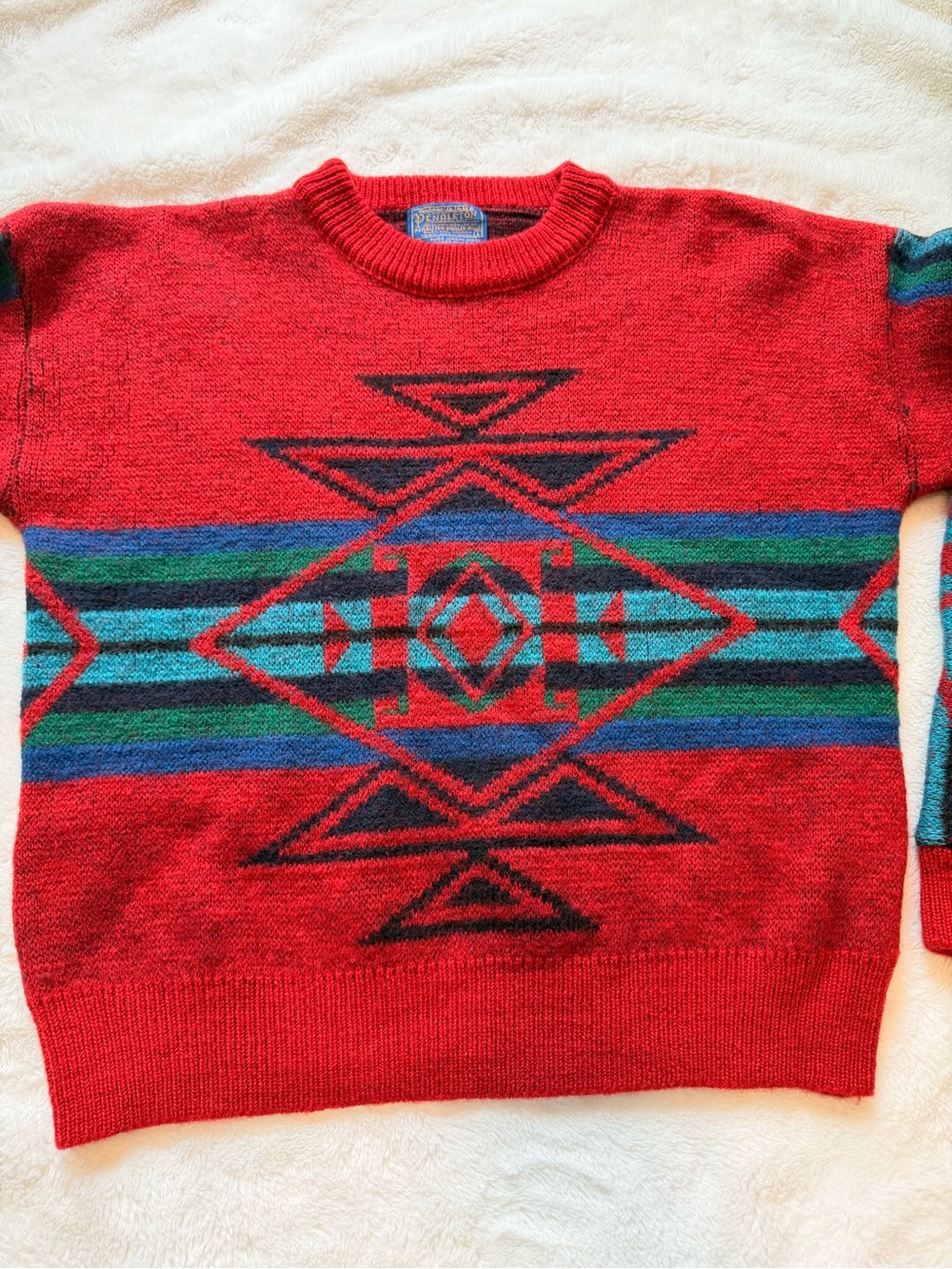 Pendleton Red Geometric Crewneck Sweater